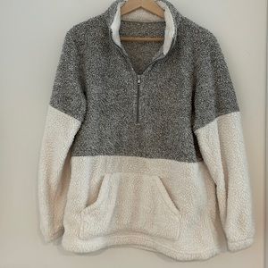 Fuzzy half zip sweater